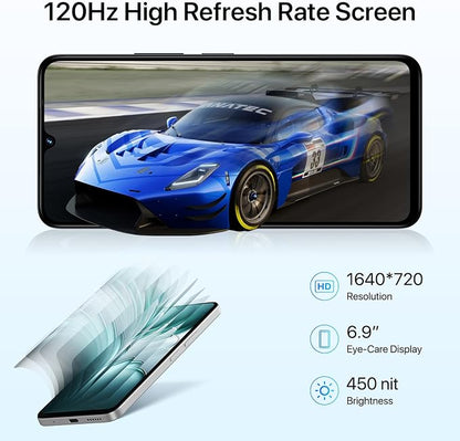 UMIDIGI G100 Unlocked Cell Phone Android 14, 6.9" HD+ 120Hz,Octa-core 12GB +128GB Expand 1TB,GPS Unlocked Smartphone,6000mAh,50MP Triple Camera,Dual 4G LTE Phone, NFC,AI Face Unlock,OTG,White
