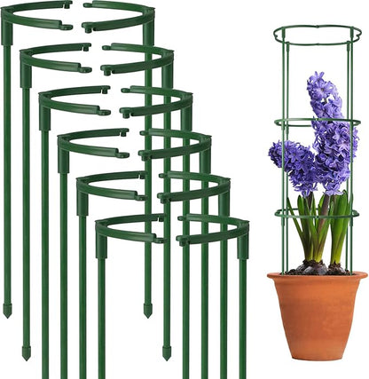 12Packs Plant Support Stake Half Round Plant Support, Stackable 3 Tier Garden Flower Support, Plant Stakes for Indoor Outdoor Plants for Tomato,Monstera, Peony, Hydrangea, Climbing Plants