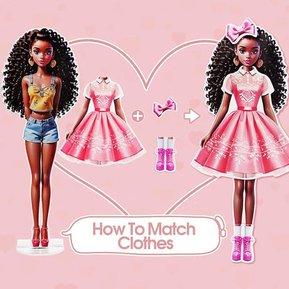 PainZieteg Magnetic Dress Up Dolls, Magnetic Princess Dress Up Paper Dolls, Magnetic Dress Up Dolls for Girls Ages 4-10 Learning Created Imagine Set Birthday Gift (May)
