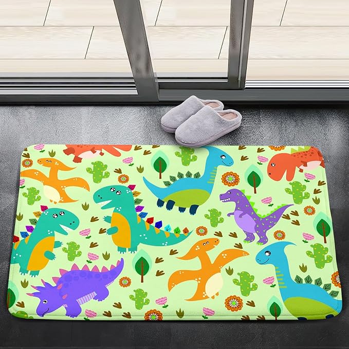 Dinosaur Carpet for Boys Room Dinosaur Play Rug Kids Rug Cartoon Dinosaur Carpet Dino Rug Dinosaur Area Rug for Bedroom Livingroom Playing Room,Green 2'×3'