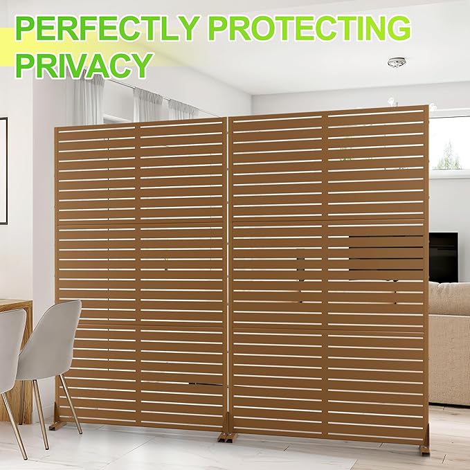 Outdoor Privacy Screen,72" H×47" W Metal Privacy Screen, Freestanding Privacy Fence Panels for Patio