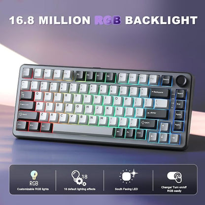 YUNZII B75 PRO 75% Wireless Mechanical Keyboard (Dark Grey,Cocoa V2) | Hot Swap Keyboard with Knob, Gasket Mount, Creamy Pre-lubed Switch for Smooth Typing, BT/USB-C/2.4G, for Gaming