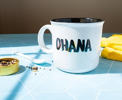 Silver Buffalo Disney Lilo and Stitch Ohana Abstract Ceramic Camper Mug, 20 Ounces