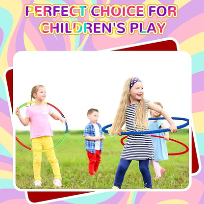 Sratte 12 Pcs Toy Hoop for Kid - Detachable & Adjustable Colored Hoop Exercise Ring Plastic Circle for Kid, Teen Gymnastics, Dog Agility Equipment, Require Self Assembly(Classic Color, 28 Inch)