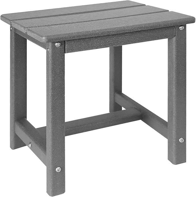 Adirondack Square Side Table,one-Tier Outdoor end Table, Patio Side Table for Pool,Porch,Backyard,Relaxing Companion (Grey)