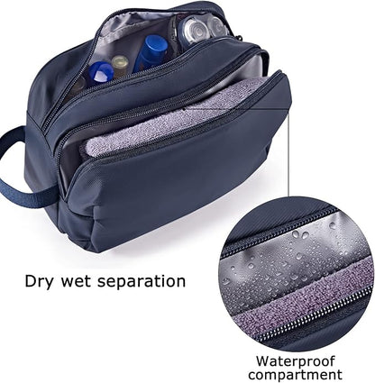 BAGSMART Toiletry Bag for Men, Travel Toiletry Organizer Dopp Kit Water-resistant Shaving Bag for Toiletries Accessories, Door Room Essentials,Navy Blue-basic