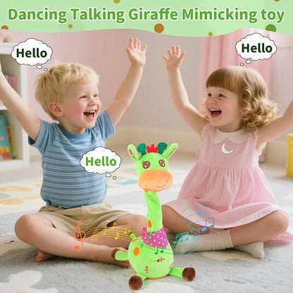 Emoin Talking Giraffe Baby Toy for Baby Toddler, Dancing Giraffe Toy Singing Mimicking Recording Repeating What You Say with LED English Sing for Boys Girls Gift, 15 Second Recorde