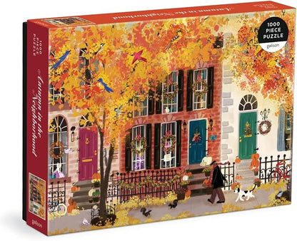 Autumn in The Neighborhood 1000 Piece Puzzle from Galison - 27" x 20" Beautifully Illustrated Puzzle from Joy LaForme, Thick & Sturdy Pieces, Challenging Activity for Adults, Unique Gift Idea!