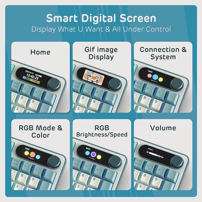 RK ROYAL KLUDGE S98 Wireless Mechanical Keyboard w/Smart Display & Knob | 96% RGB Wireless Gaming Keyboard BT/2.4G/USB-C, Hot Swappable Custom Keyboards, Creamy Sound Silent Computer Keyboard