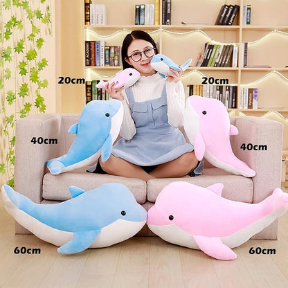 2pieces Dolphin Stuffed Animals Plush Pillows Soft Sea Animal Plush Toys Dolls Stuffed Animal Plushies Gifts for Kids (Pink+Blue 2pieces*7.5Inch)