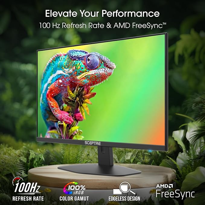 Sceptre Prime 24-inch Gaming Monitor 100Hz 1ms DisplayPort HDMI x2 100% sRGB AMD FreeSync Build-in Speakers, Eye Care Frameless Machine Black 2025 (E248W-FW100T) | 23.8 FHD, 1ms Blur Reduction, 100% Srgb, Dp1.2 Plus HDMI 2.0 X2, Built-in 2×2w Speakers,...