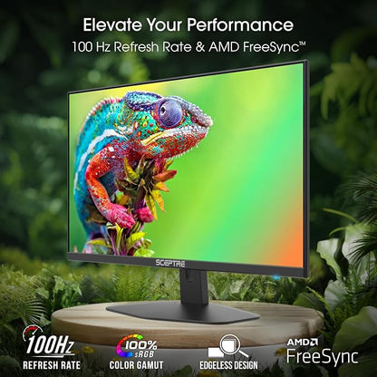 Sceptre Prime 24-inch Gaming Monitor 100Hz 1ms DisplayPort HDMI x2 100% sRGB AMD FreeSync Build-in Speakers, Eye Care Frameless Machine Black 2025 (E248W-FW100T) | 23.8 FHD, 1ms Blur Reduction, 100% Srgb, Dp1.2 Plus HDMI 2.0 X2, Built-in 2×2w Speakers,...