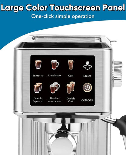 CUSIMAX Espresso Machine with Powerful Steam Wand for Latte & Cappuccino | 20Bar Compact Coffee Machine Stainless Steel Espresso Maker with 34oz Remevable Water Tank