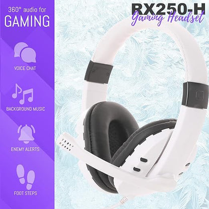 Gaming Keyboard and Mouse and Gaming Headset & Mouse Pad, Wired LED RGB Backlight Bundle for PC Gamers Users - 4 in 1 White Edition Hornet RX-250