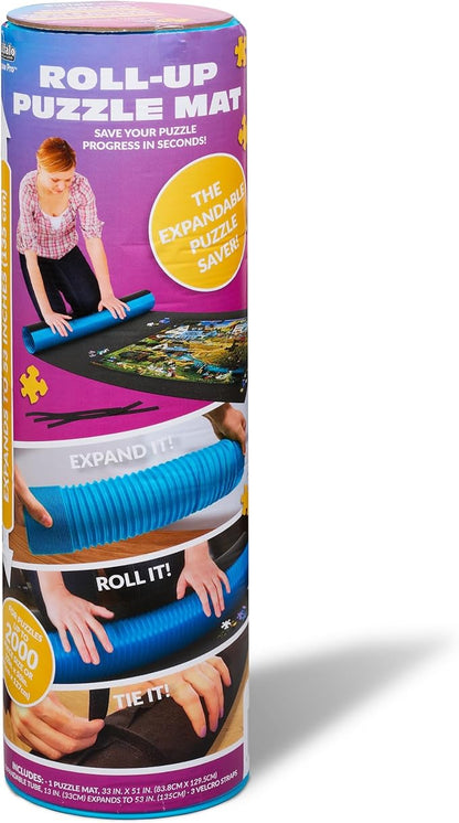 Buffalo Games Roll-Up Puzzle Mat - 2000 Piece, Jumbo - Durable Felt Board for Secure Piece Grip - Storage Tube & Folding Mat for Compact Organization - Portable Puzzle Board for On-the-Go Setup