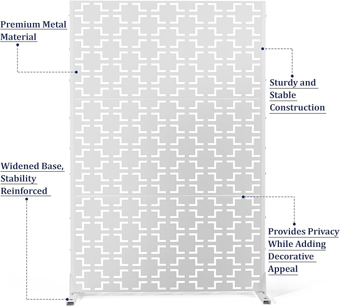 Outdoor Privacy Screen,72" H×47" W Metal Privacy Screen, Freestanding Privacy Fence Panels for Patio