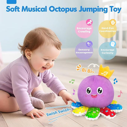 GMAOPHY Baby Toy for 6-12-18 Months – Interactive Crawling Octopus Plush Toy with Music & Sound, Dancing, Tummy Time Toy & Motor Skills Development, for 1 2 3 Year Old Boys & Girls, Birthday Gift