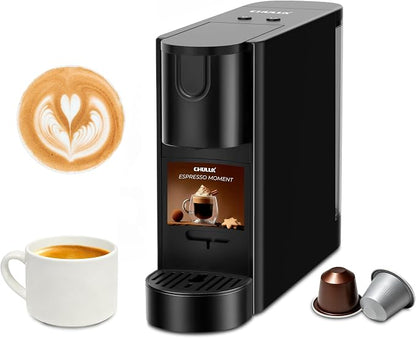 CHULUX RectoCafé Espresso Coffee Machine for Nespresso Original Capsule Pod | Extra Mini Design, 20 Bar Professional Italian Pump, Food-Grade Materials, Quiet with Low-Vibration Brewing for Home & Office