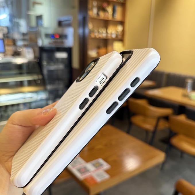 for iPhone 16 Pro Max Case Striped Cute Aesthetics Phone Case Trendy Protective Shockproof Cover for iPhone 16 Pro Max White