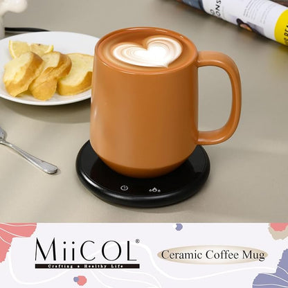 Miicol Ceramic Coffee Mug, 16 oz Large Coffee Cup, Tea Mug with Handle, Flat Bottom Mug for Men, Women, Office, Microwave and Dishwasher Safe, Multi-Color, Burnt Orange