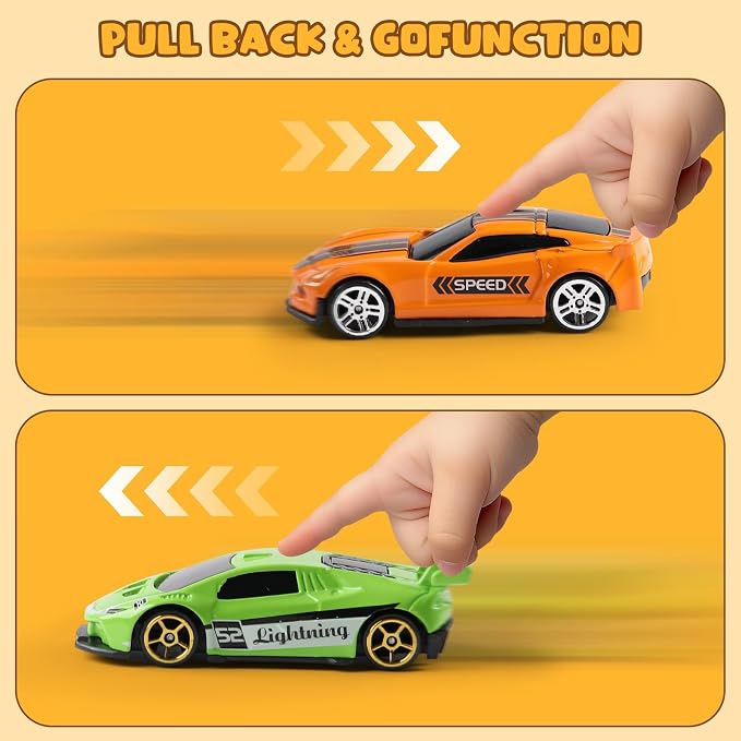Die Cast Toy Cars with Catapult Launcher (Big) | 2 die-cast sports cars with a manual press launcher for indoor racing and vehicle-themed play.