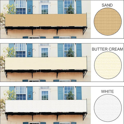 LOVE STORY Balcony Privacy Screen, 2.5'x10' Deck Shield Screen Fence Cover,UV Protection and Weather-Resistant,3 FT Height for Deck, Patio, Backyard, Outdoor Pool, Porch, Railing, Butter Cream
