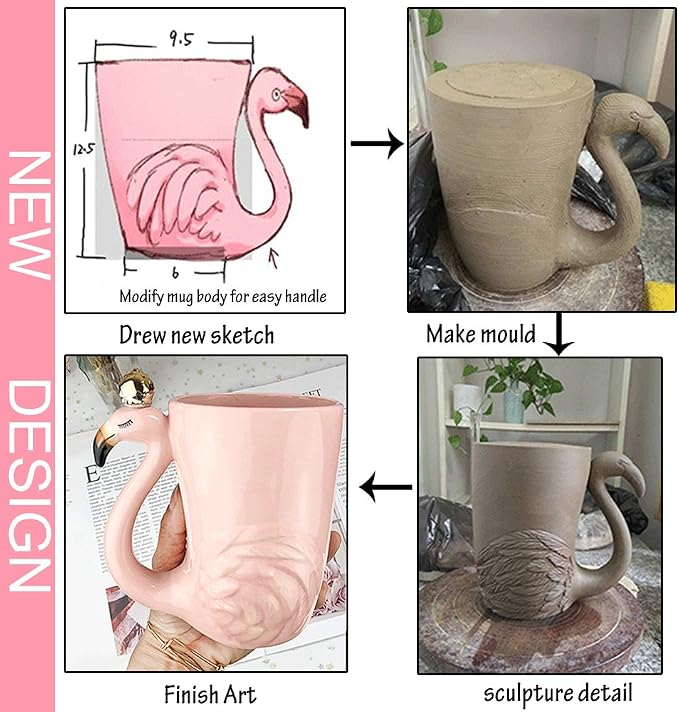 Cute Pink Flamingo Gifts for Women Coffee Mug Unique Ceramic Animal Cups | Novelty 16 oz Mugs Flamingo Decor Stuff for Mom Grandma Wife Her Funny Christmas Presents Xmas Girls Fancy Mothers Day Gift