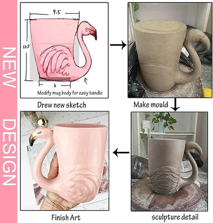 Cute Pink Flamingo Gifts for Women Coffee Mug Unique Ceramic Animal Cups | Novelty 16 oz Mugs Flamingo Decor Stuff for Mom Grandma Wife Her Funny Christmas Presents Xmas Girls Fancy Mothers Day Gift