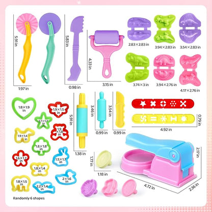Dough Tools Set for Kids, 26pcs Dough and Clay Accessories with Stamps, Animal Cutters, Rollers, Extruder, Dinosaur Play Molds, Educational Toys for Boys Girls