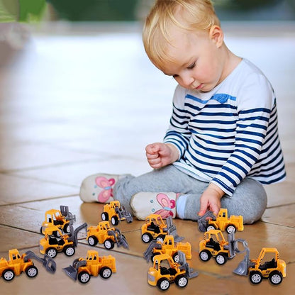 36 Pack Pull Back Construction Engineering Vehicles Toy Playset, Mini Plastic Construction Excavator Trucks Car Toys for Boys Girls Kids Toddlers