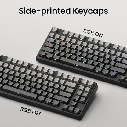 Kisnt KN85 Wireless Mechanical Keyboard, 75% Layout with Side Printed PBT Keycaps, Bluetooth/2.4GHz/USB-C, Custom RGB Backlit, Hot-Swappable Linear Switch,Creamy Sound for Gaming/Typing(Gradient Gray)