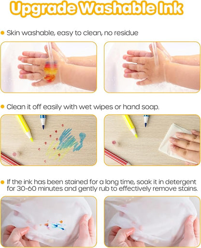 D-FantiX 36 Colors Washable Markers for Kids Ages 4-8, Stamp Markers with Coloring Books, Arts and Crafts, Airplane Car Road Trip Activities Travel Set, Art Supplies Gifts for Toddlers Girls Boys