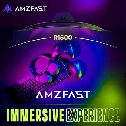 Amzfast 27 inch 200Hz Curved Gaming Monitor, FHD 1080p with Built-in Speakers, FreeSync, MPRT 1ms, 130% sRGB, 3000:1, 1500R, VESA Mount, HDMI 2.0&DP 1.4, 12 Months Warranty Exchange, AMZG27C1
