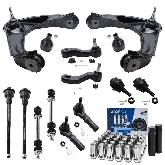 Detroit Axle - 4WD Front End Kit for Silverado Suburban Sierra 2500 3500 HD GMC Chevy, Upper Control Arms Tie Rods Sway Bars Low