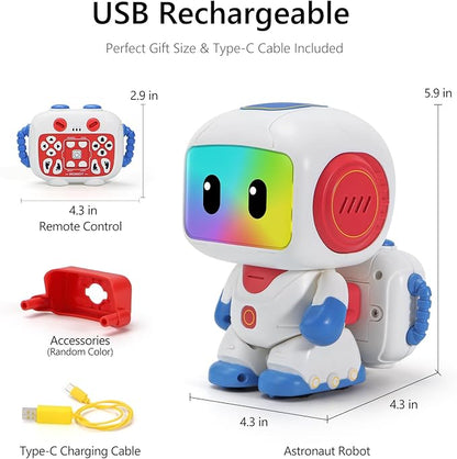 GILOBABY Programmable RC Robot Toy for Kids, Rechargeable STEM Astronaut w/LED Face, Playback Mode, Dancing, Remote Jetpack, Gift for 4 5 6 7 8 Year Old Boys Girls (Blue-r)