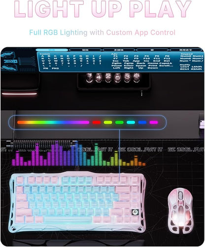 GravaStar Mercury K1 Lite 75% Wireless Mechanical Gaming Keyboard RGB | Gasket Mount, Hot Swappable Linear Switches, Creamy Sound Keyboard, 2.4GHz/USB-C/Bluetooth 5.0, for Win/Mac
