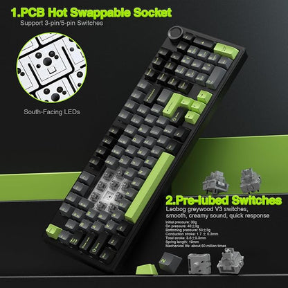 AULA F99 Pro Wireless Mechanical Keyboard with Knob,Creamy Sound,Tri-Mode BT5.0/USB-C/2.4GHz Hot Swappable Keyboard,Gasket Structure,RGB Backlit Computer Gaming Keyboards