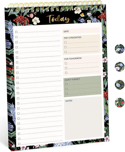 Taja To Do List Notepad, Undated Daily Planner for Work and Goal Setting | Forest Bloom, 52 Sheets, 9.8" x 6.5" , for Office, Home and school, Daily Task Planning, Notes and Everyday Organization