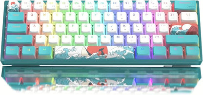 Womier 60% Percent Keyboard,WK61 V2 Mechanical RGB Wired Gaming Keyboard,Hot-Swappable Creamy Key Board with PBT Keycaps,Linear Red Switch for Windows/MAC (Blue)