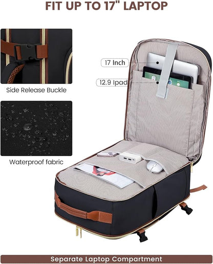 LOVEVOOK 40L Travel Backpack for Women & Men, Airline Approved Carry On Luggage with 3 Packing Cubes, TSA Overnight Bags, Waterproof Personal Item Bag, Weekender Essentials Backpacks fits 17" Laptop
