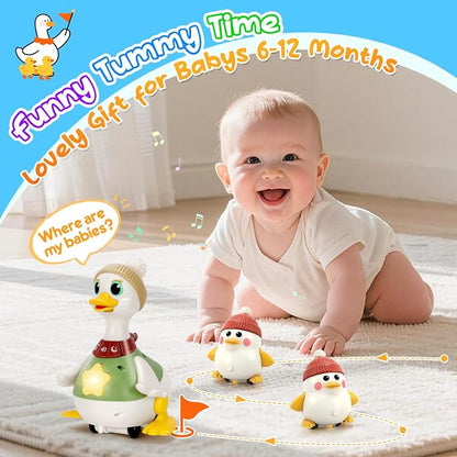 KETIEE Baby Toys 6-12 Months Musical Dancing Duck Set | Tummy Time Crawling Toy with Lights and Sounds, 3 Interactive Ducks for Sensory Development, Gift for 1-3 Year Old Boy Girl
