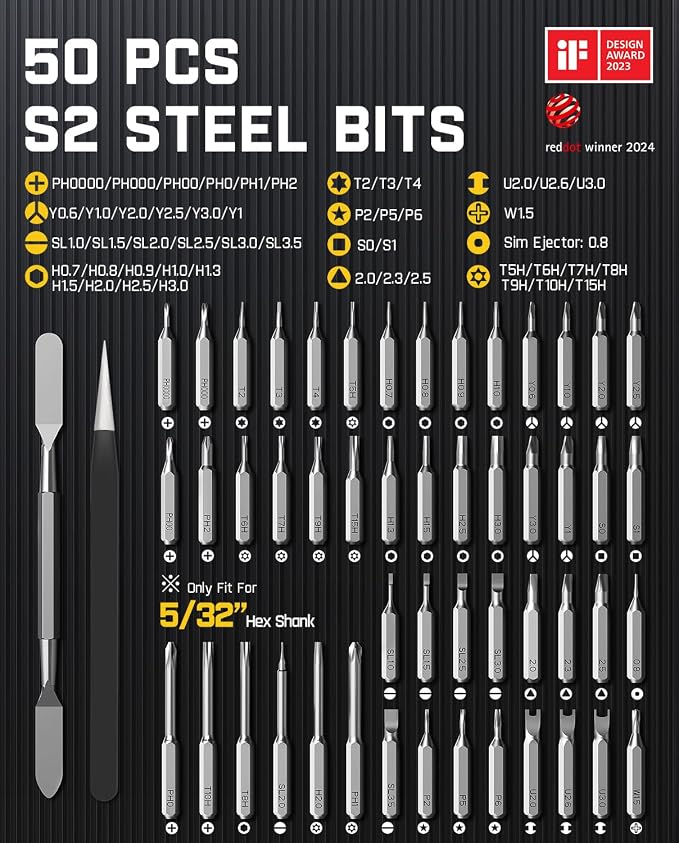 Fanttik E1 Max Precision Electric Screwdriver, Mini Screwdriver Set(Grey) | 50 Magnetic Bits, Magnetic Storage, 0.2N.m, 5/32‘’ Precision Repair Tool Kit for Electronics Phone Camera Laptop Watch