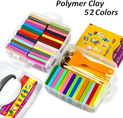 Aestd-ST Polymer Clay 52 Colors, Modeling Clay for Kids, Non-Sticky Oven Bake Clay with Sculpting Tools and Accessories, Halloween Christmas Gift for Children and Artists