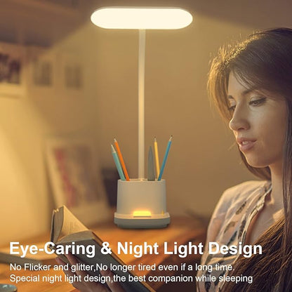 DEEPLITE Desk Lamp,Battery Operated Desk Lamps for Home Office, Rechargeable Desk Study Light for Dorm, 800 Lm, 3 Lighting Modes, CordlessTable Lamp with Pen Holder, Eye-Caring Reading Lamp.