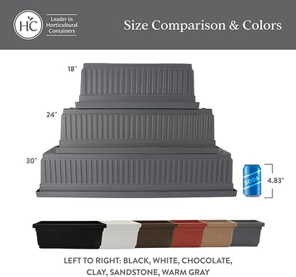 The HC Companies 30 Inch Venetian Window Planter Box with Drainage Plug, Lightweight UV-Resistant Plastic Indoor & Outdoor Planters, 2-Pack Flower Box for Garden & Home Decor, Clay