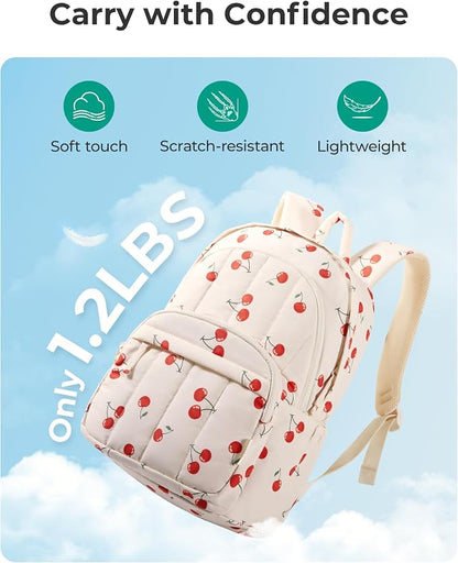 BAGSMART College Laptop Backpack,Cute Travel Backpack for Women,Quilted Computer Bookbag