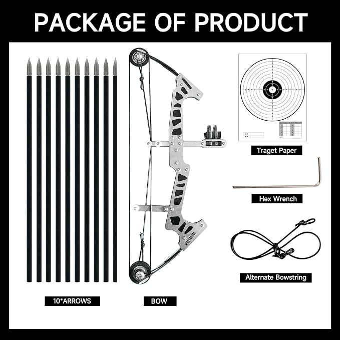 Archery Bow Set Left and Right Hand Compound Bow Hunting Bow Metal Material Catapult RH/LH for Practice Archery