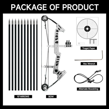 Archery Bow Set Left and Right Hand Compound Bow Hunting Bow Metal Material Catapult RH/LH for Practice Archery