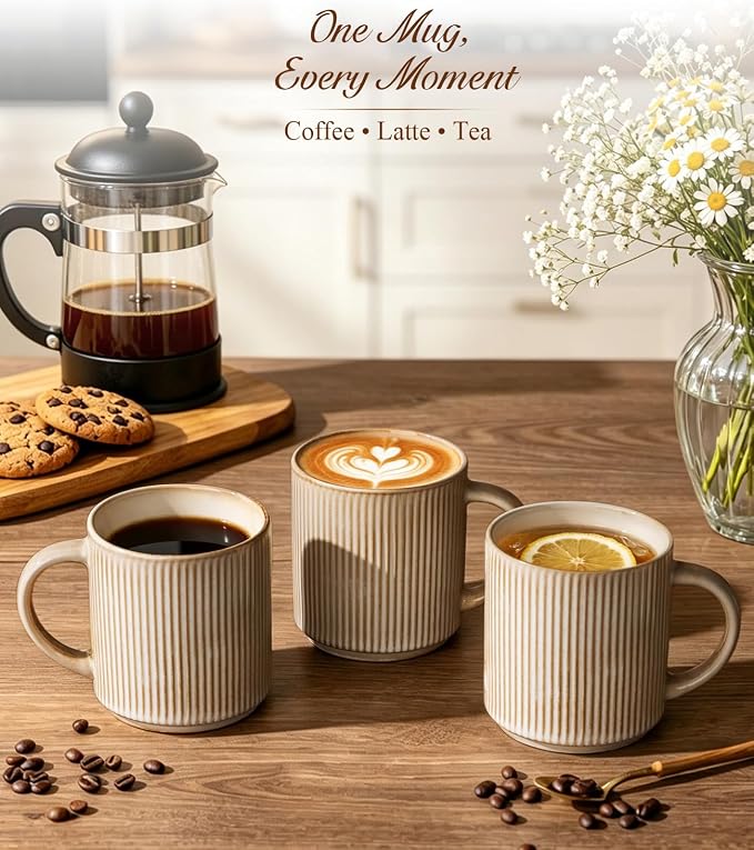 GBhome Coffee Mugs Set of 6，16 oz Coffee Cups with Handle | Cups for Latte, Tea, Cocoa & Milk, Ideal for Daily Use & Gifts, Microwave & Dishwasher Safe, Cappuccino