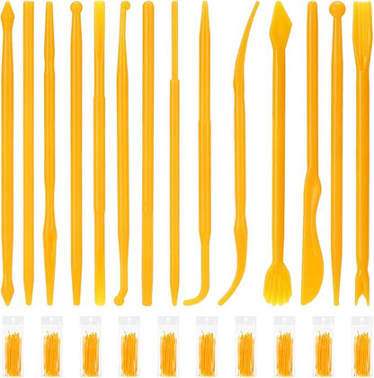 Ferrochef 10 Set 140 Pcs Clay Sculpting Tools Different Shapes Pottery Tools Clay Carving Cutters Pottery Trimming Supplies for DIY Ceramics Plastilina Molding Embossin (Plastic,Solide Style)